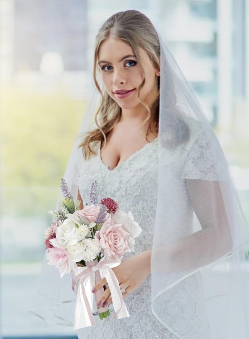 Luckam Wedding Bouquet for Bride, Artificial Rose Flower Bridal Wedding Bouquet Bridesmaid Holding Flowers for Wedding Party Table Centerpiece Decor - Image 2