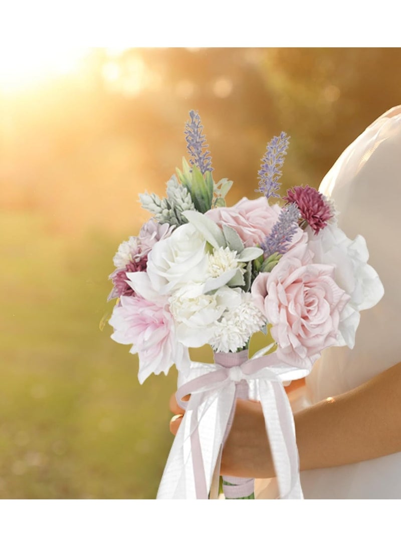 Luckam Wedding Bouquet for Bride, Artificial Rose Flower Bridal Wedding Bouquet Bridesmaid Holding Flowers for Wedding Party Table Centerpiece Decor - Image 4