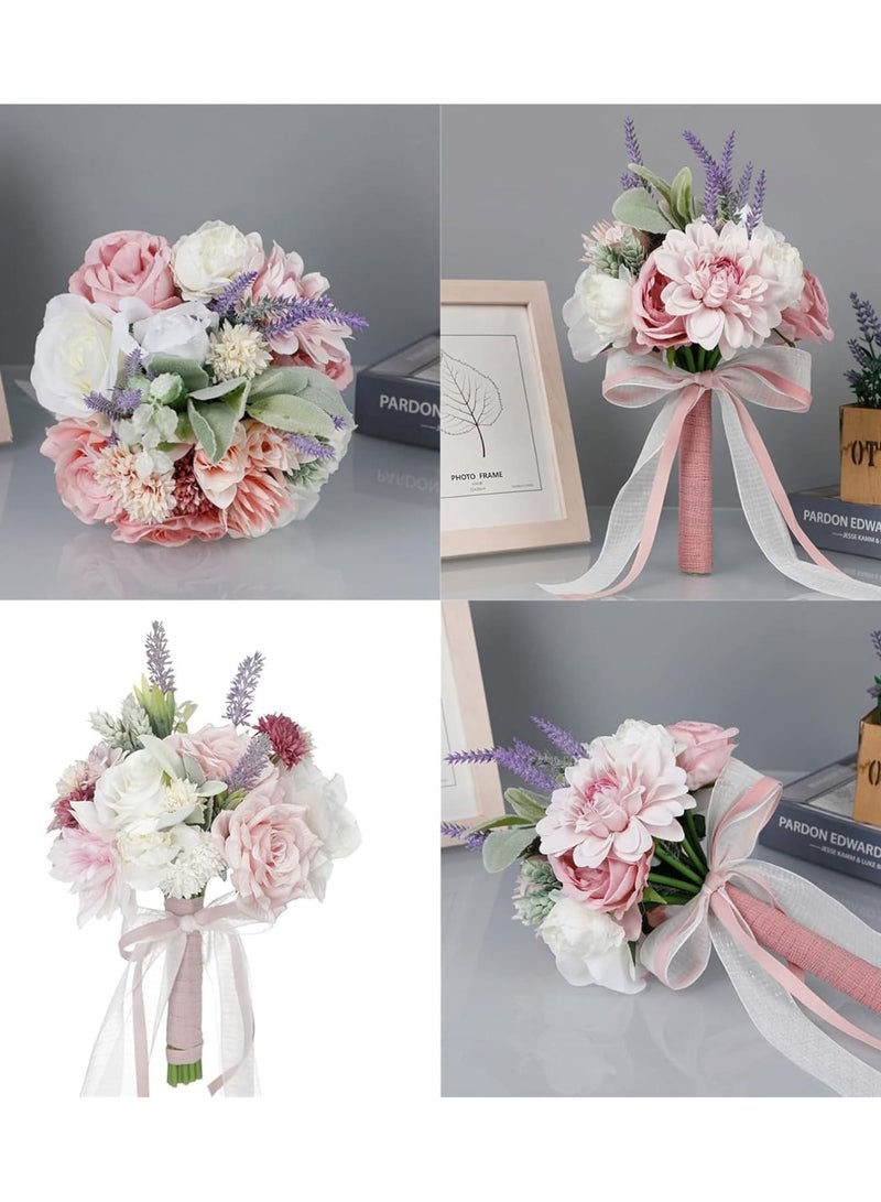 Luckam Wedding Bouquet for Bride, Artificial Rose Flower Bridal Wedding Bouquet Bridesmaid Holding Flowers for Wedding Party Table Centerpiece Decor - Image 5