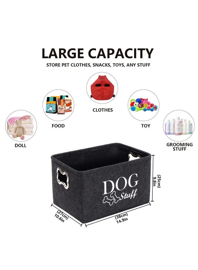 Morezi Morezi Felt Puppy Stuff Baskets, Dog Toy bin Storage with Designed Metal Handle, pet Organizer - Perfect for organizing pet Toys, Blankets, leashes, Dry Food and Bandana - Darkgray  - Image 3