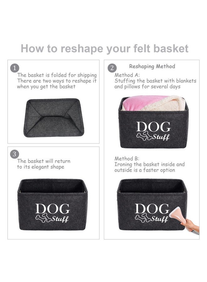 Morezi Morezi Felt Puppy Stuff Baskets, Dog Toy bin Storage with Designed Metal Handle, pet Organizer - Perfect for organizing pet Toys, Blankets, leashes, Dry Food and Bandana - Darkgray  - Image 5