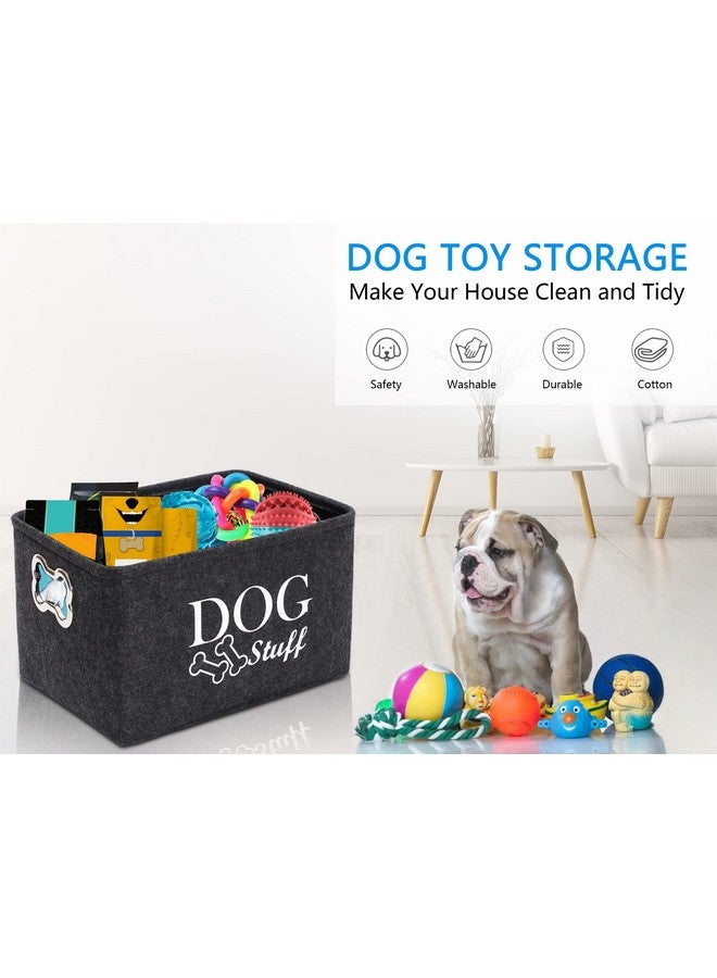 Morezi Morezi Felt Puppy Stuff Baskets, Dog Toy bin Storage with Designed Metal Handle, pet Organizer - Perfect for organizing pet Toys, Blankets, leashes, Dry Food and Bandana - Darkgray  - Image 2