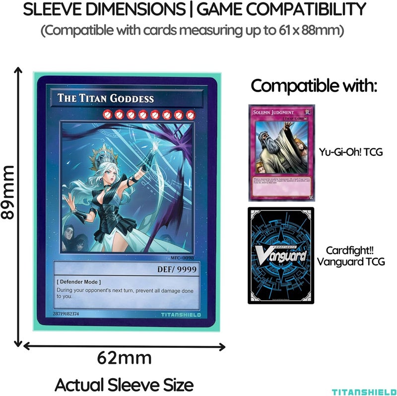 TitanShield (150 Sleeve/Turquoise Small Japanese Sized Trading Card Sleeves Deck Protector for Yu-Gi-Oh, Cardfight!! Vanguard & More - Image 4