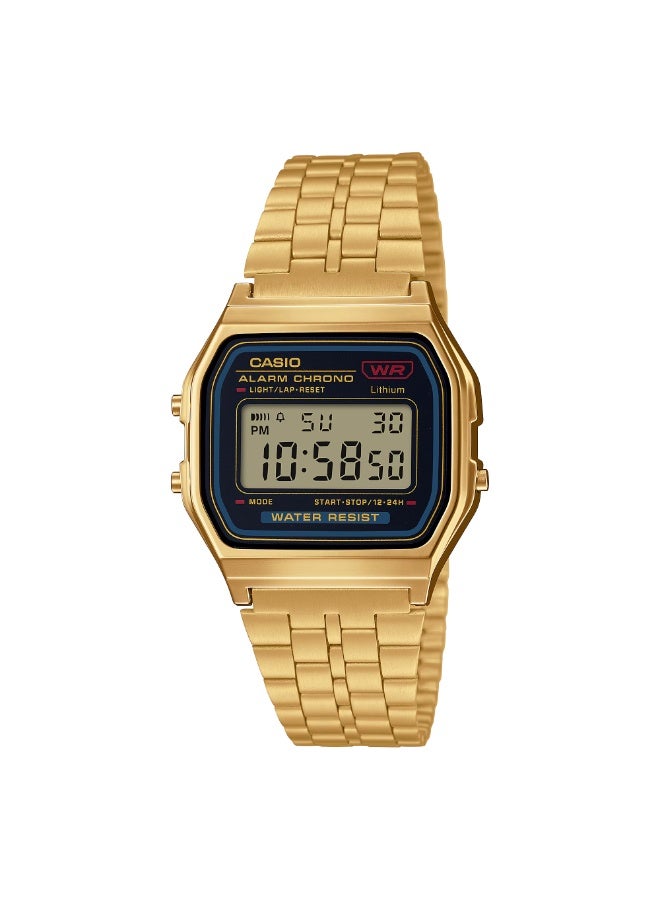Casio Vintage Unisex Quartz Stainless Steel Gold Dial Digital Watch A159WGEA-1DF - Image 1