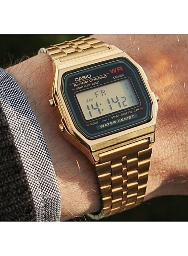 Casio Vintage Unisex Quartz Stainless Steel Gold Dial Digital Watch A159WGEA-1DF - Image 2