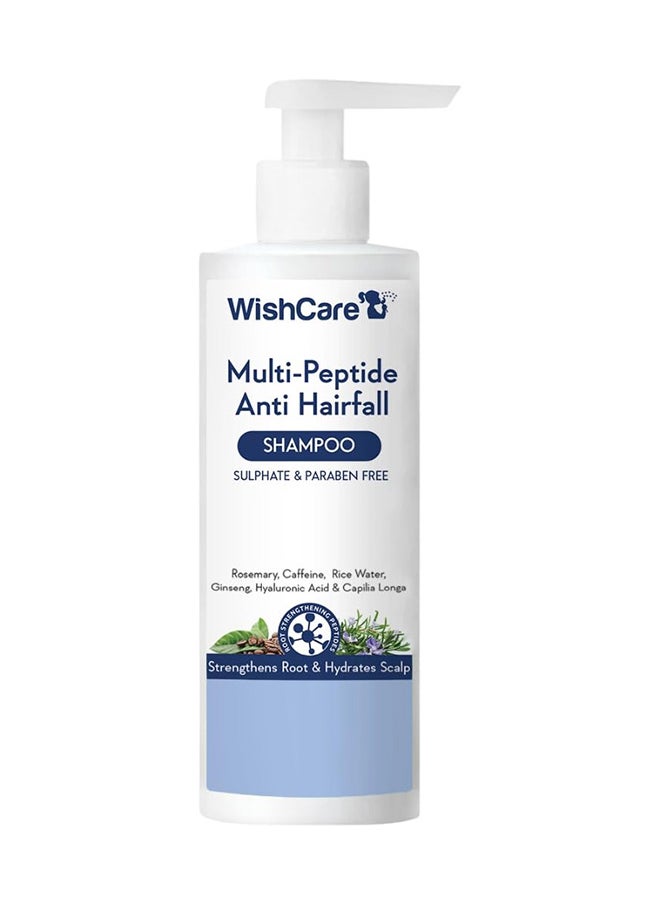 WishCare Multi Peptide Anti Hairfall Shampoo – Paraben & Sulphate Free Shampoo for Women & Men with Rice Water, Rosemary, Hyaluronic Acid & Caffeine for Hairfall Control 250ml  - Image 1