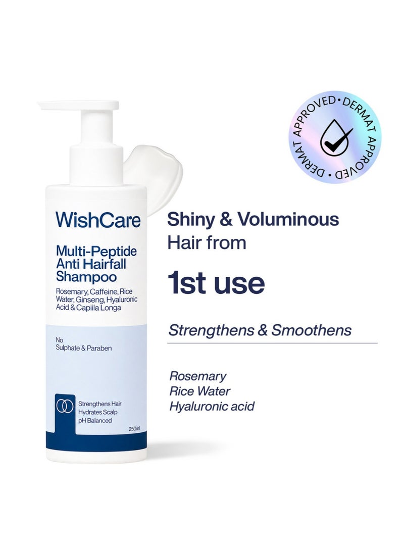WishCare Multi Peptide Anti Hairfall Shampoo | Paraben & Sulphate Free Shampoo for Women & Men with Rice Water, Rosemary, Hyaluronic Acid & Caffeine for Hairfall Control - Image 1