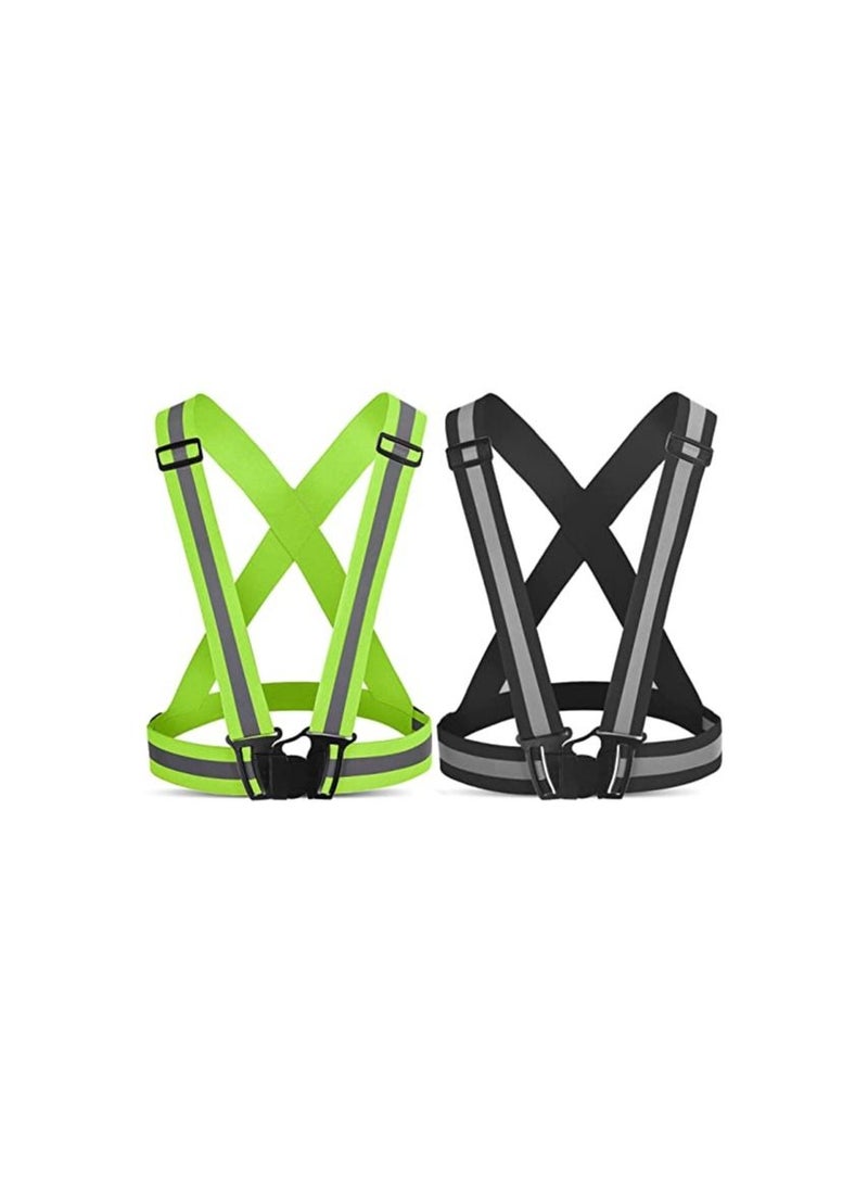 Rock Pow Running Reflective Vest Gear 2 Pack,High Visibility Adjustable Safety Vest for Night Jogging and cycling  - Image 1