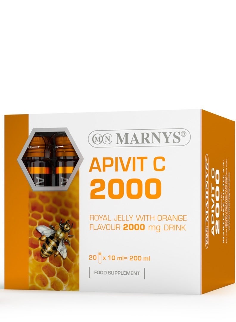 مارنيز علبتين ابيفيت سي 2000 - عسل ملكي (غذاء ملكات النحل) رويال جيلي 2000 مجم مع فيتامين سي - 20 قارورة للشرب - Image 3