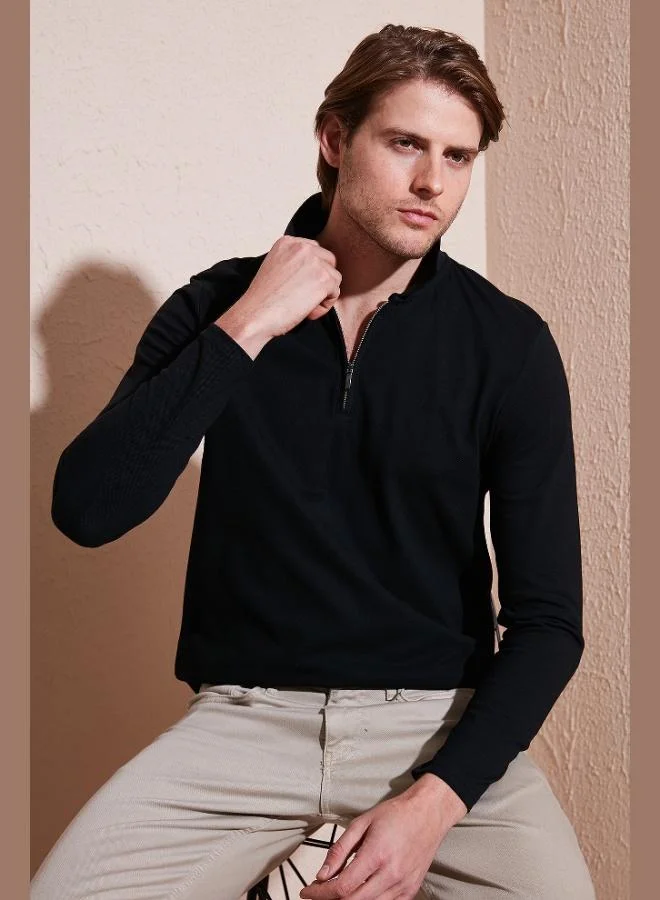 Buratti  Buratti Cotton Slim Fit Half Zipper Polo Neck Sweat Men's SWEAT 5903010 for Men | Best Price UAE
