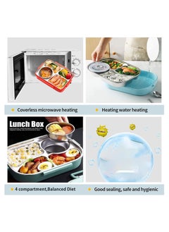 GGEROU Kids Lunch Box with Tableware,1100ml 4 compartment Insulated Lunch Box for Children  - Image 3