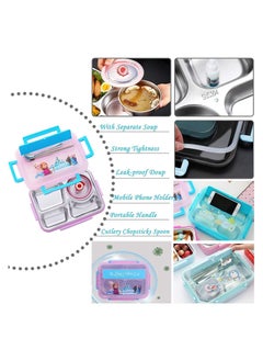 GGEROU Kids Lunch Box with Tableware,1100ml 4 compartment Insulated Lunch Box for Children  - Image 4