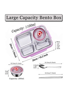 GGEROU Kids Lunch Box with Tableware,1100ml 4 compartment Insulated Lunch Box for Children  - Image 2