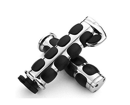 TESWNE Motorcycle Aluminum Chromed Handle Grips End Grips 1 inch for Honda Yamaha Kawasaki 1 Pair - Image 2
