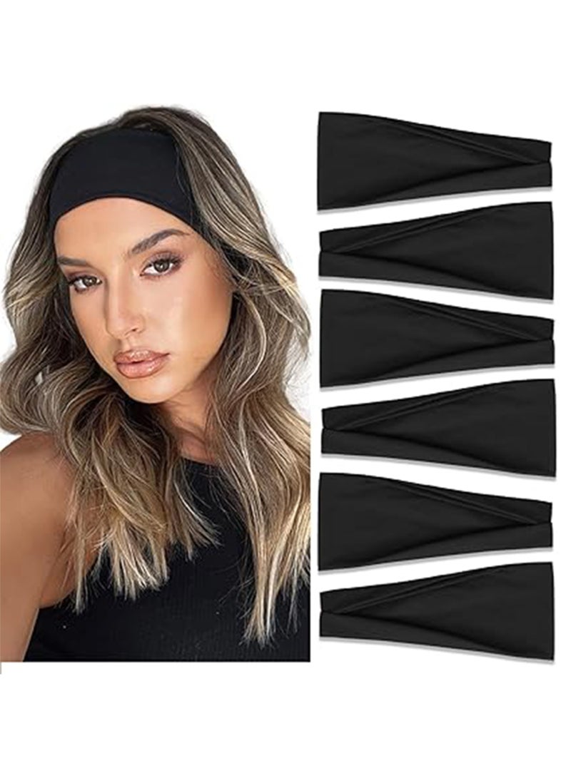 Generic 2 Pcs headbands For Women Wide Black Headband Yoga Workout Head Bands Hair Accessories(Black)  - Image 2