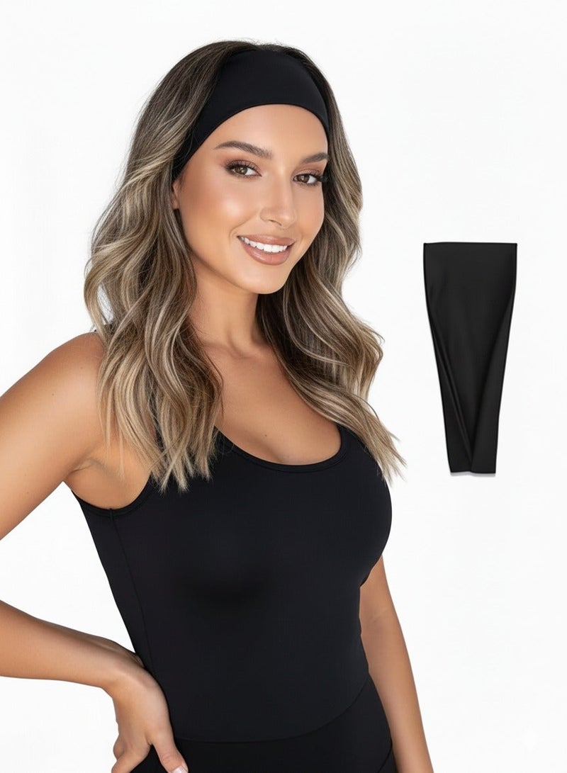 2 Pcs headbands For Women Wide Black Headband Yoga Workout Head Bands Hair Accessories(Black) - Image 3