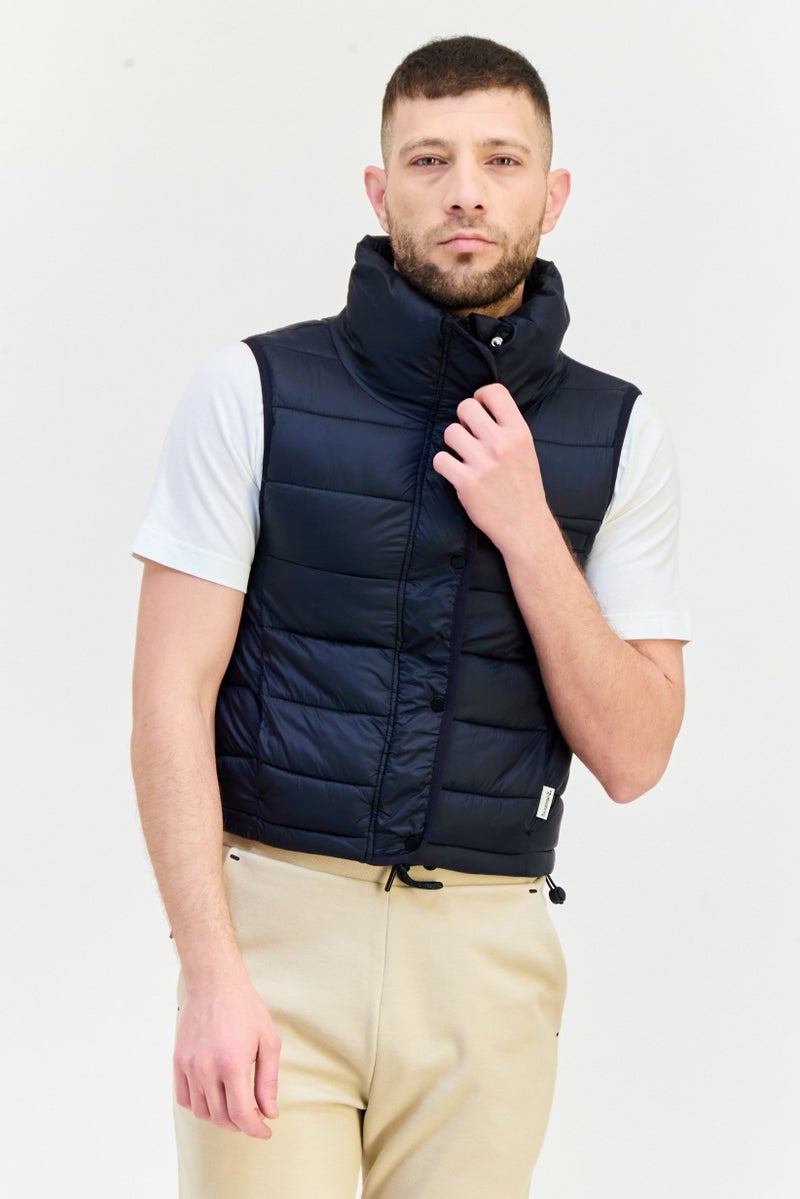 Bearpaw Men High Neck Quilted Jacket Vest, Black - Image 1