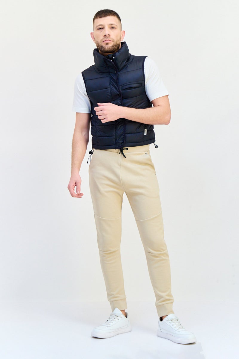 Bearpaw Men High Neck Quilted Jacket Vest, Black - Image 4