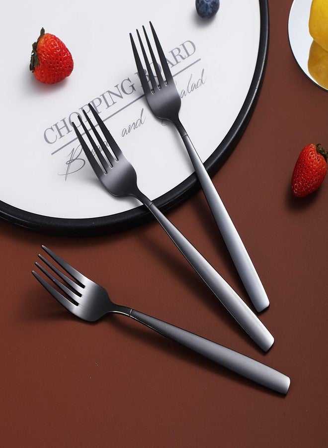 Berglander Black Dinner Forks of 4, Stainless Steel Titanium Shiny Black Plating Fork Set, Forks And Spoons Silverware, Spoons And Forks Set - Image 3