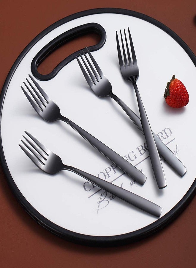 Berglander Black Dinner Forks of 4, Stainless Steel Titanium Shiny Black Plating Fork Set, Forks And Spoons Silverware, Spoons And Forks Set - Image 2