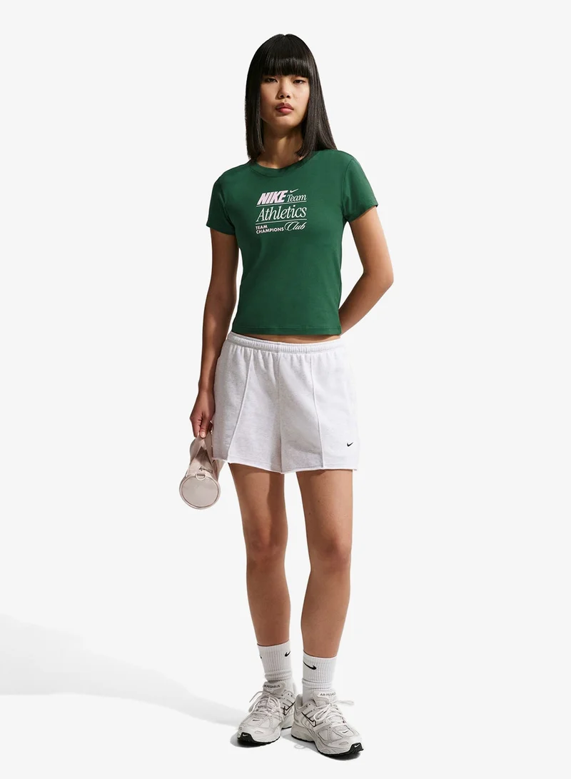 Nike SPORT GREEN Nsw Chill Knitted Mid Cropped Verbiage T-Shirt for Women | Best Price UAE