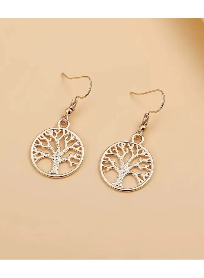 Home Clearance Sale Chic Golden Tree of Life Dangle Earrings - Vintage-Inspired Alloy Fashion Jewelry for Women, Perfect for Daily Wear & Vacations - Image 2
