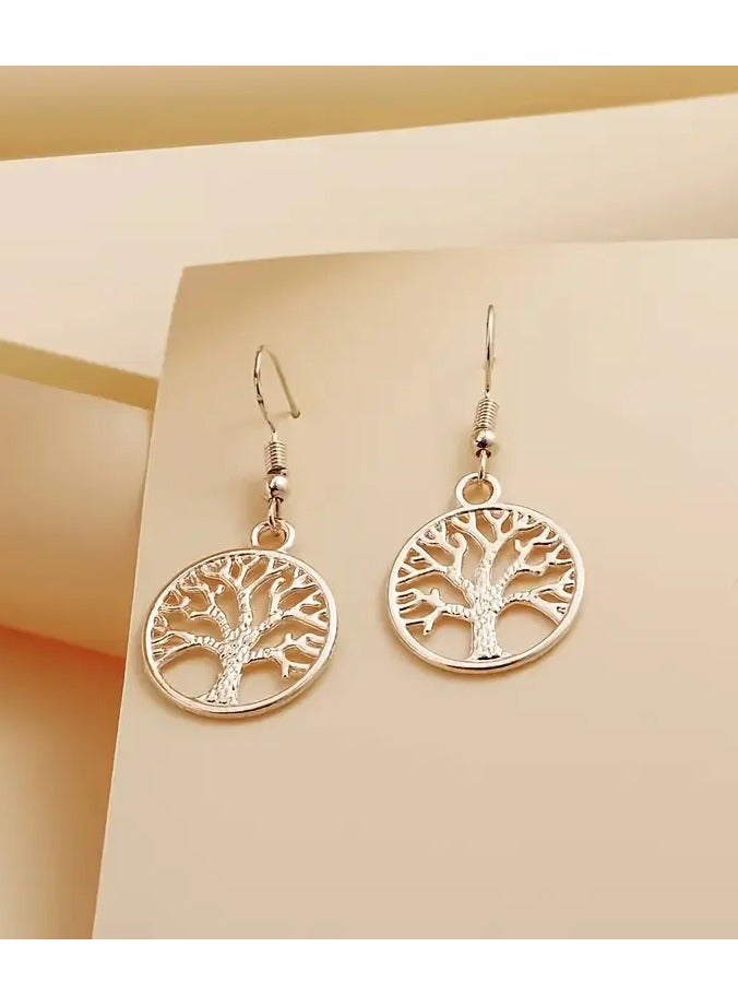 Home Clearance Sale Chic Golden Tree of Life Dangle Earrings - Vintage-Inspired Alloy Fashion Jewelry for Women, Perfect for Daily Wear & Vacations - Image 5