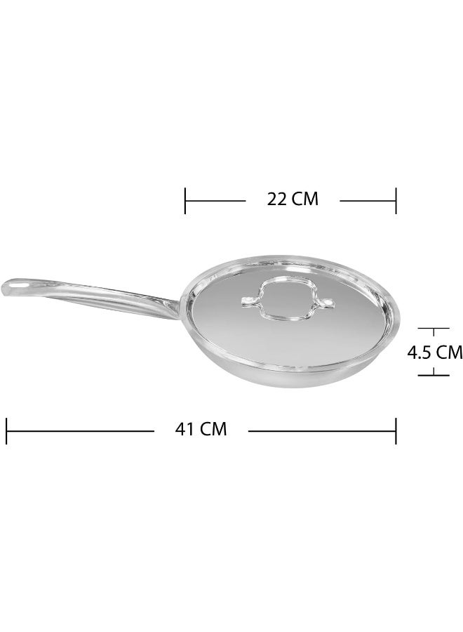VINOD مقلاة فينود سمارت تريبل مع غطاء - 2.5 لتر (22 سم) ، VTF022 - Image 4
