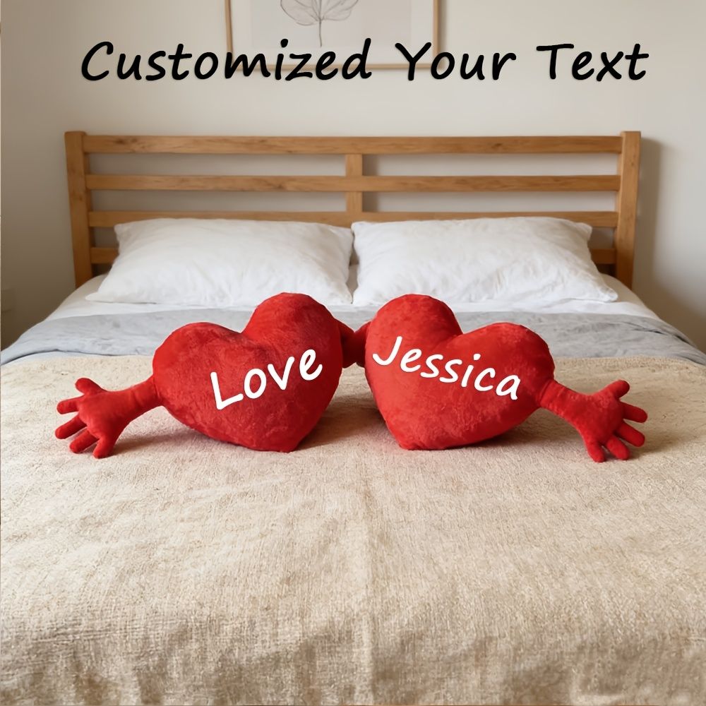 Large Red Heart Shaped Cushion With Black Lettering And Your Name Valentine Day Pillow For Birthday Mother S Day Gift Soft Love Decor Photo Prop Hand Wash Only Year Round Romantic