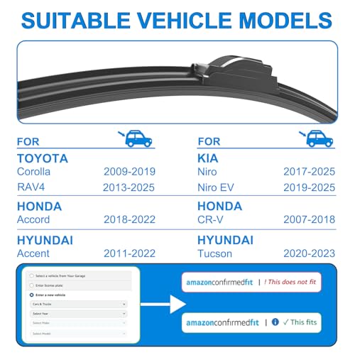 CJPPPZIW® Windshield Wipers -26"+16" Replacement for 2009-2019 Toyota Corolla/2013-2025 Toyota RAV4,OEM Quality Premium All-Season Wiper Blades (Set of 2) - Image 2