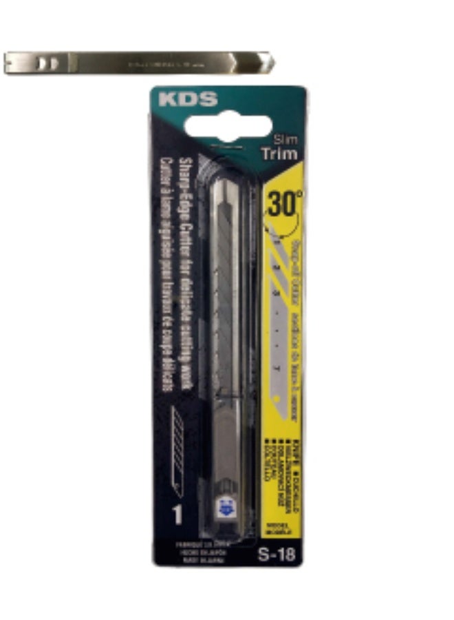 KDS S-18 Slim-Trim 9mm Snap-Off Cutter – 30° Sharp Edge, Stainless Steel Body - Image 1