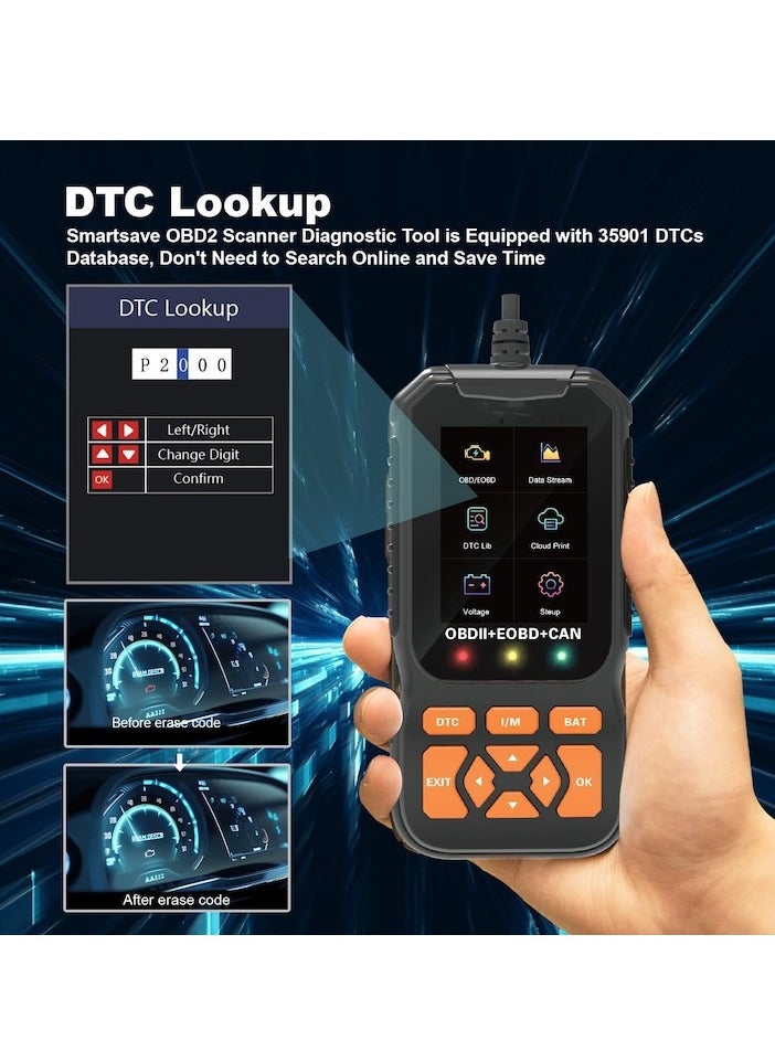 XiuWoo - Professional OBD2 Scanner Diagnostic Tool Enhanced Auto Check Engine with Read/Erase Fault Code, 35,901 DTCs, Cloud Data Print, Code Reader Scanner for Cars After 1996, black - Image 1