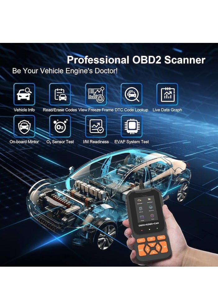 XiuWoo - Professional OBD2 Scanner Diagnostic Tool Enhanced Auto Check Engine with Read/Erase Fault Code, 35,901 DTCs, Cloud Data Print, Code Reader Scanner for Cars After 1996, black - Image 1