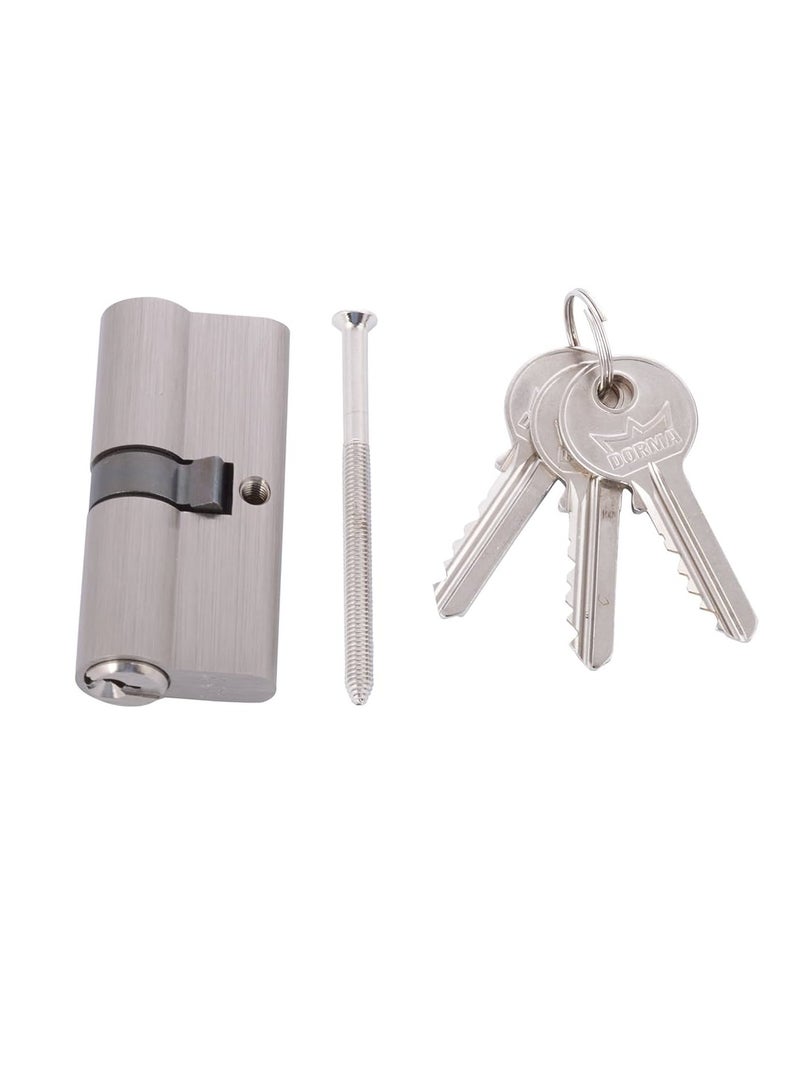 KNP KNP 70mm Cylinder Lock Body Closed Standard Size Door Lock Body with Both Side Key Cylinder (Stainless Steel) 72-55 mm - Image 1