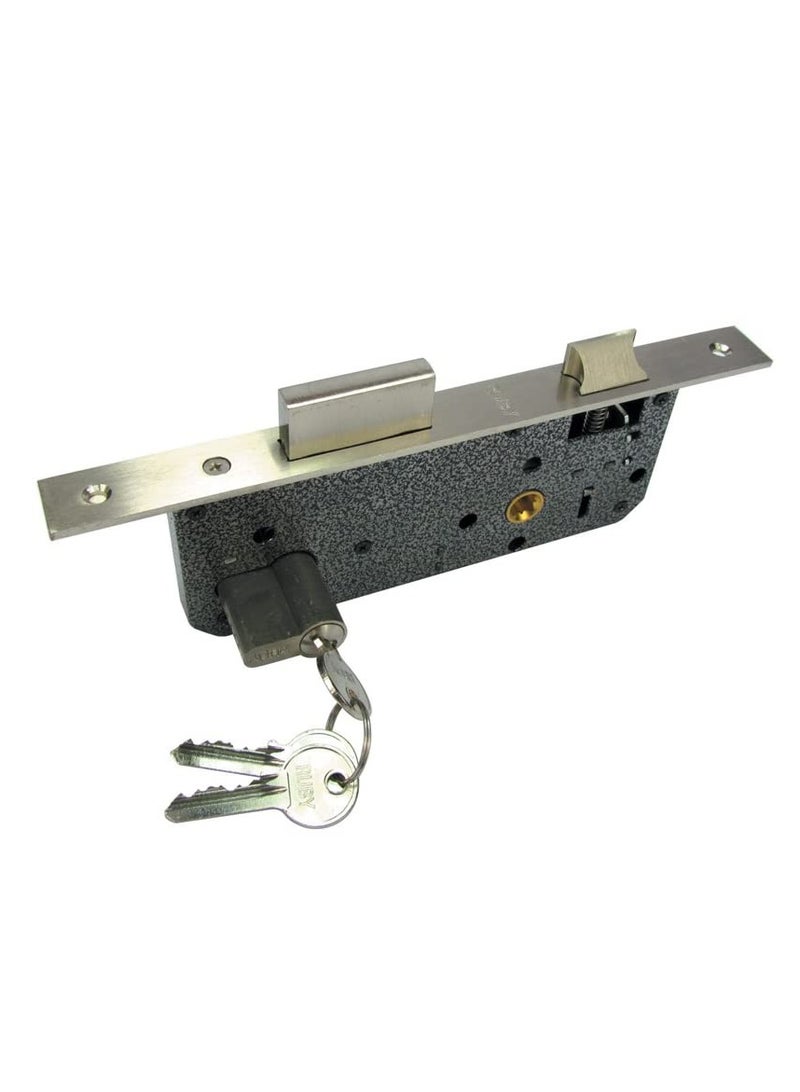 KNP KNP 70mm Cylinder Lock Body Closed Standard Size Door Lock Body with Both Side Key Cylinder (Stainless Steel) 72-55 mm - Image 2