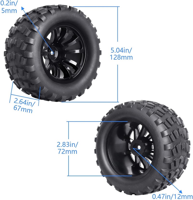 Hobbypark 2.8" 12mm Hex RC Truck Wheels and Tires for 1/10 Scale Traxxas Stampede VXL Hoss 4x4 Redcat Volcano Epx Pro S30 Monster Truck - Image 3