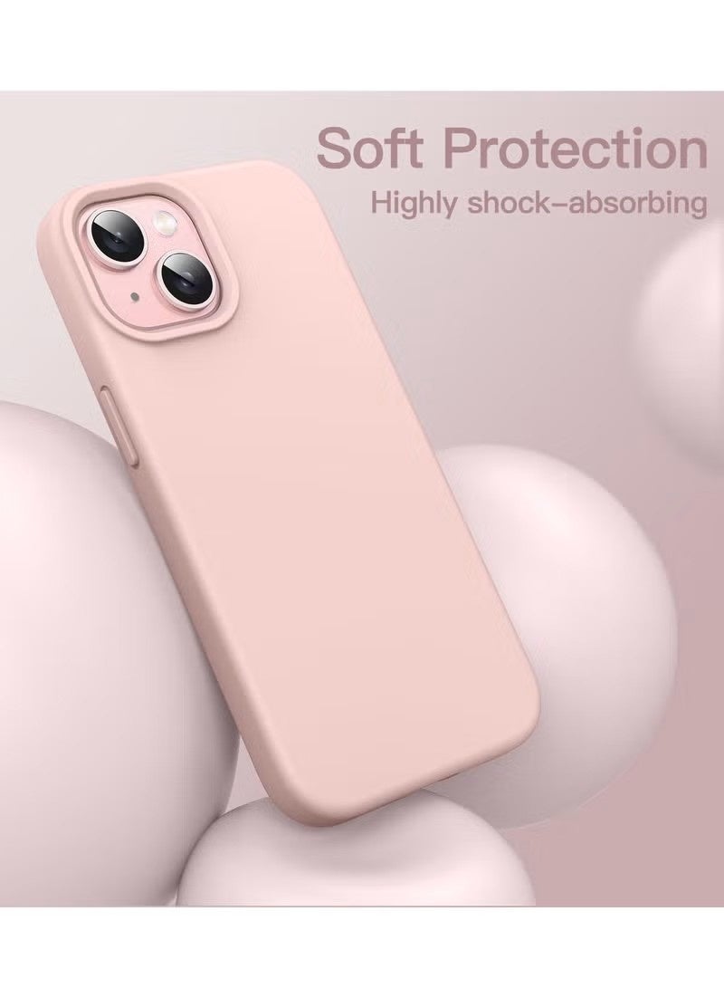 iPhone 15 Liquid Silicone Case - Slim Fit Soft Touch Protective Cover with Microfiber Lining & Camera Protection - Light Pink - Image 4