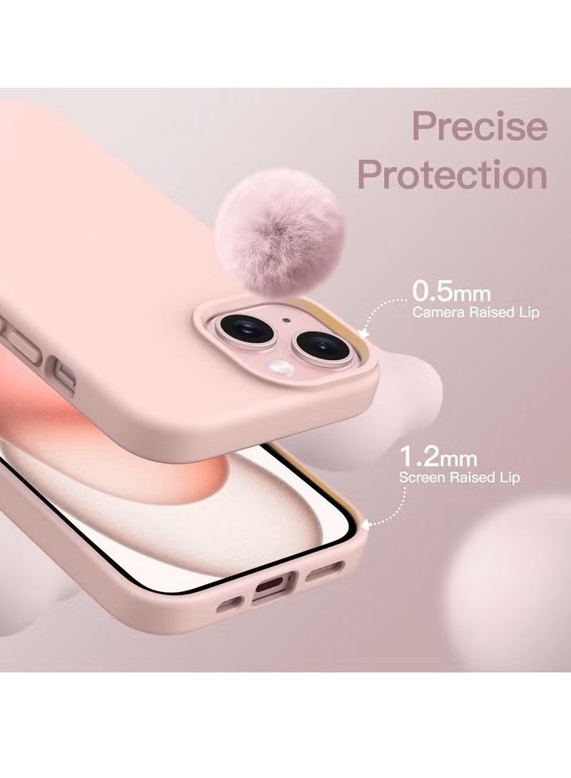 iPhone 15 Liquid Silicone Case - Slim Fit Soft Touch Protective Cover with Microfiber Lining & Camera Protection - Light Pink - Image 5