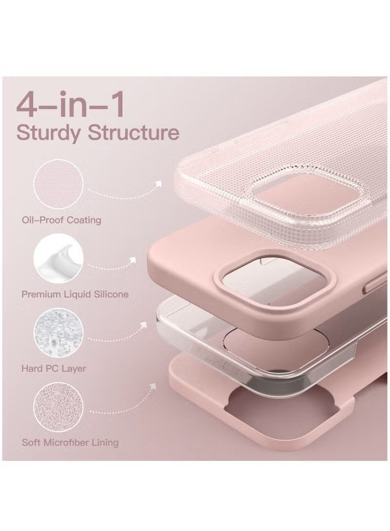 iPhone 15 Liquid Silicone Case - Slim Fit Soft Touch Protective Cover with Microfiber Lining & Camera Protection - Light Pink - Image 3