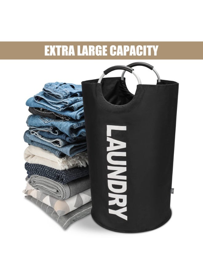 Kibee 90L Large Laundry Basket, Collapsible Laundry Bag, Freestanding Tall Clothes Hamper, Foldable Washing Bin (Black) - Image 5