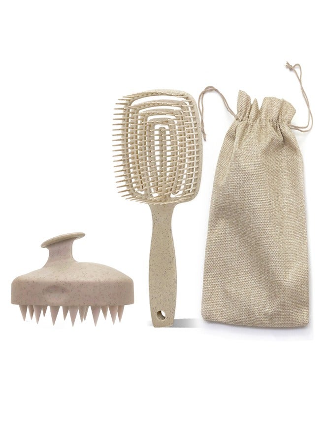 Loquat Hair Massager Scalp for Hair Growth,Detangling Brush, Dry and Wet Vented Detangler Hair Brush for Women and Men, Professional Paddle Curved Styling Hairbrush - Image 1