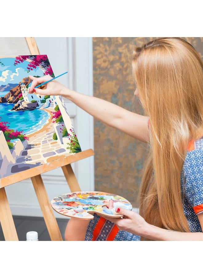 Mrnsiet الرسم بالأرقام للكبار والمبتدئين، مجموعات رسم مدينة ساحلية سهلة على القماش، مجموعات رسم زيتي للأعمال اليدوية لتزيين جدران المنزل بحجم 16x20 بوصة - Image 5