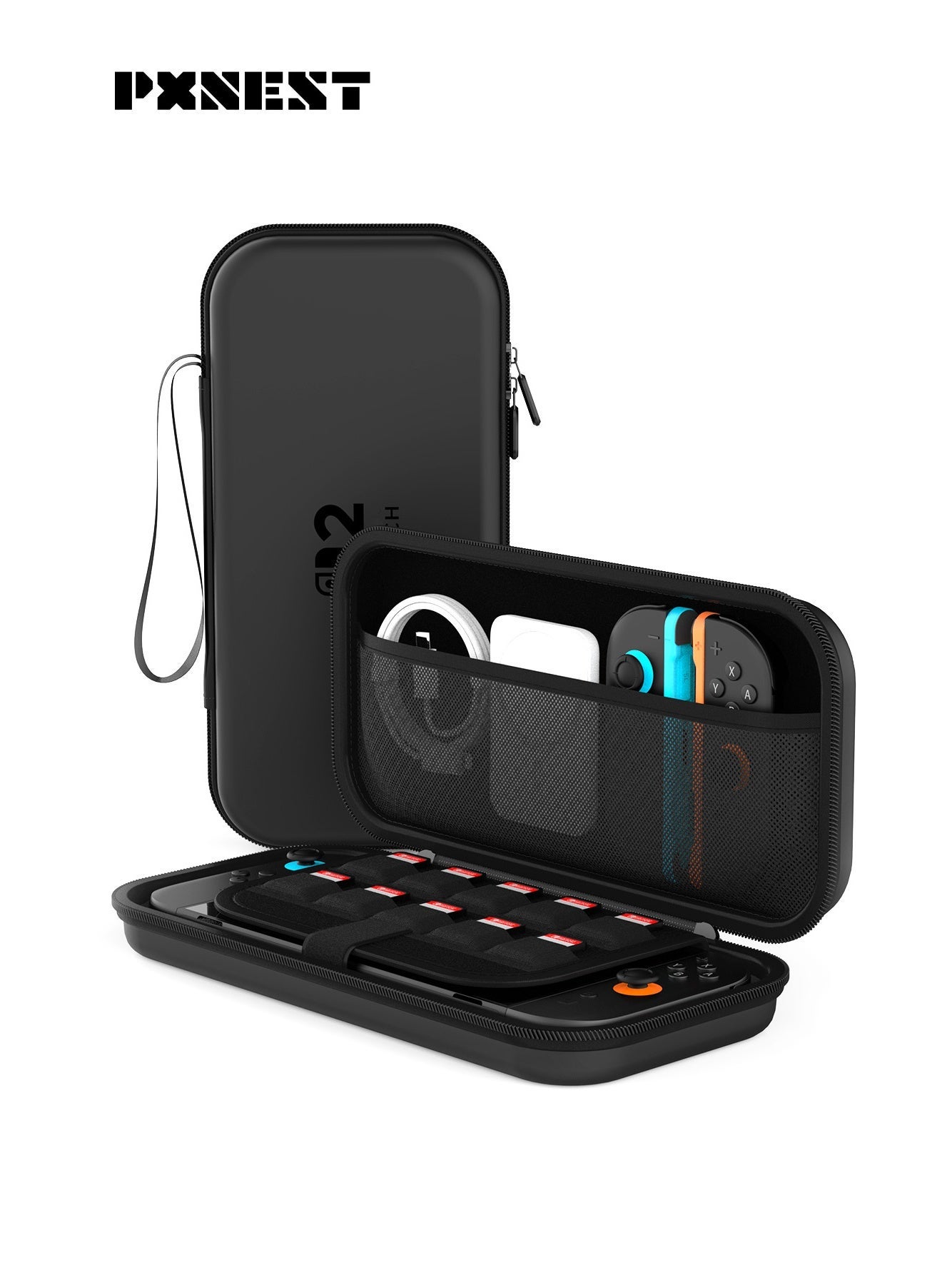 Pxnest Switch Carrying Case Compatible with Nintendo Switch 2 , High-Capacity Travel Carrying Case for Nintendo Switch2 Console & Accessories, black