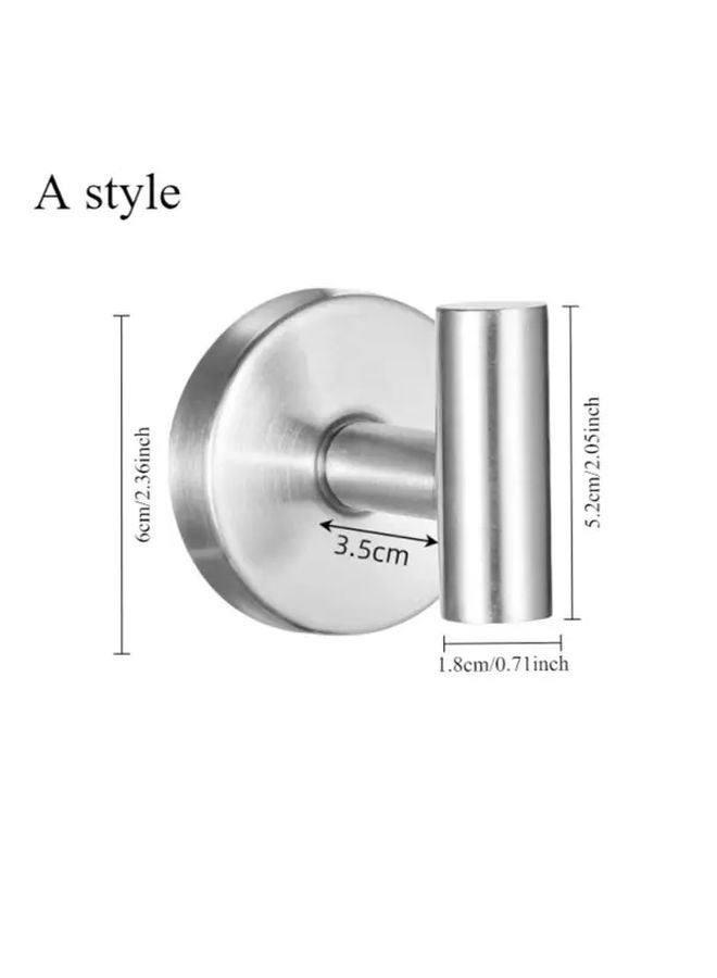 خطافات شفاطة من الفولاذ المقاوم للصدأ الفضي لتعليق المناشف والروب في الحمام بدون حفر - Image 1
