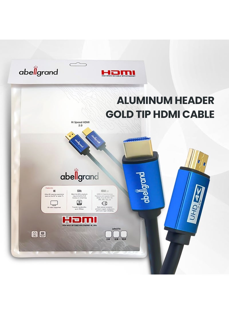 Abellgrand - HDMI 2.0  5m 4K AGcon Cable comes with durable construction and ultra-sleek design, All AGcon cables are perfect for projects that require 24/7 performance Abellgrand AGcon series creates a fully connected professional Audio Video Display Ecosystem. Easily connect, control, and manage your entire network. Supports 4K@120Hz/18Gbps. - Image 1