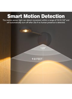 Uwals LED Motion Sensor Night Light,Rechargeable Wall Sconce,Picture Light,Dimmable 3 Color Temperature,360°Rotation Wireless Spotlight for Wall Stair Kids Room Hallway Bedroom Cabinet Closet  - Image 2