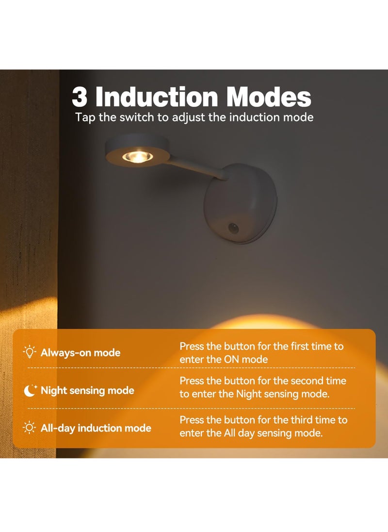 Uwals LED Motion Sensor Night Light,Rechargeable Wall Sconce,Picture Light,Dimmable 3 Color Temperature,360°Rotation Wireless Spotlight for Wall Stair Kids Room Hallway Bedroom Cabinet Closet  - Image 3