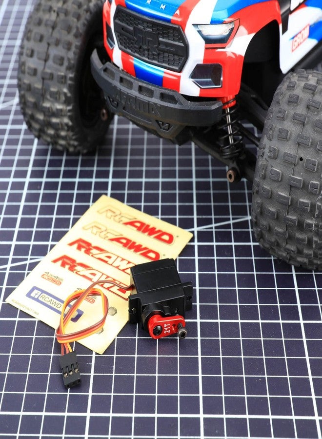 RCAWD 1.2 kg Higher Torque Micro Metal Gear Servo Set & Servo Arm for ARRMA Mojave Typhon Granite Grom & Losi n Upgrades for Spektrum #SPMSSX110 Red - Image 5