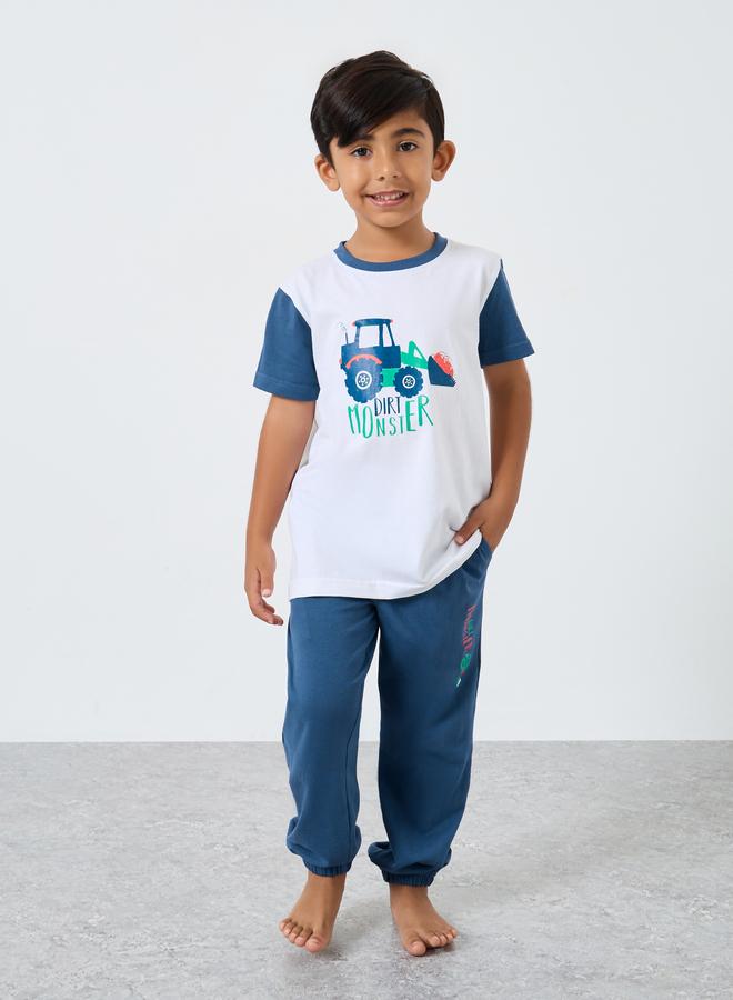 Styli Boys Graphic Print Short Sleeve T-Shirt and Pyjama Set - Image 2