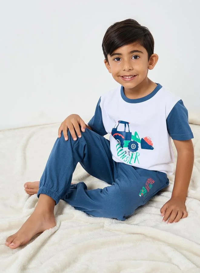 ستايلي طقم بيجاما من بنطال وتيشيرت بأكمام قصيرة